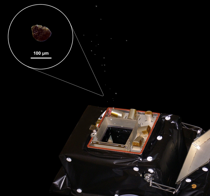 GIADA est l’un des 3 instruments capables de fournir des données sur les poussières présentes dans la chevelure de la comète (le grain montré ici a servi à la calibration de GIADA).